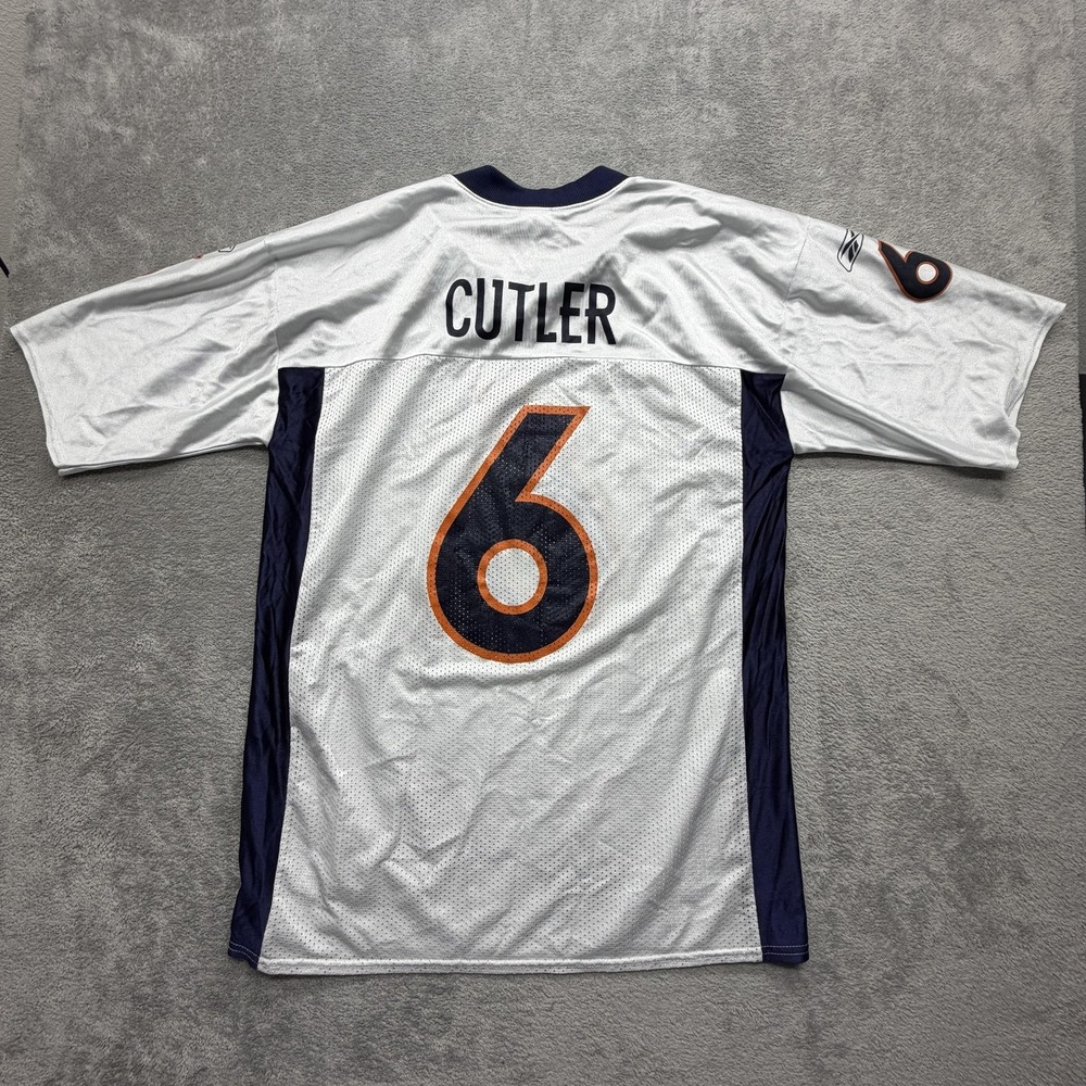 Denver Broncos Jersey Mens L White NFL Football Jay‎ Cutler 6 Reebok Mesh
